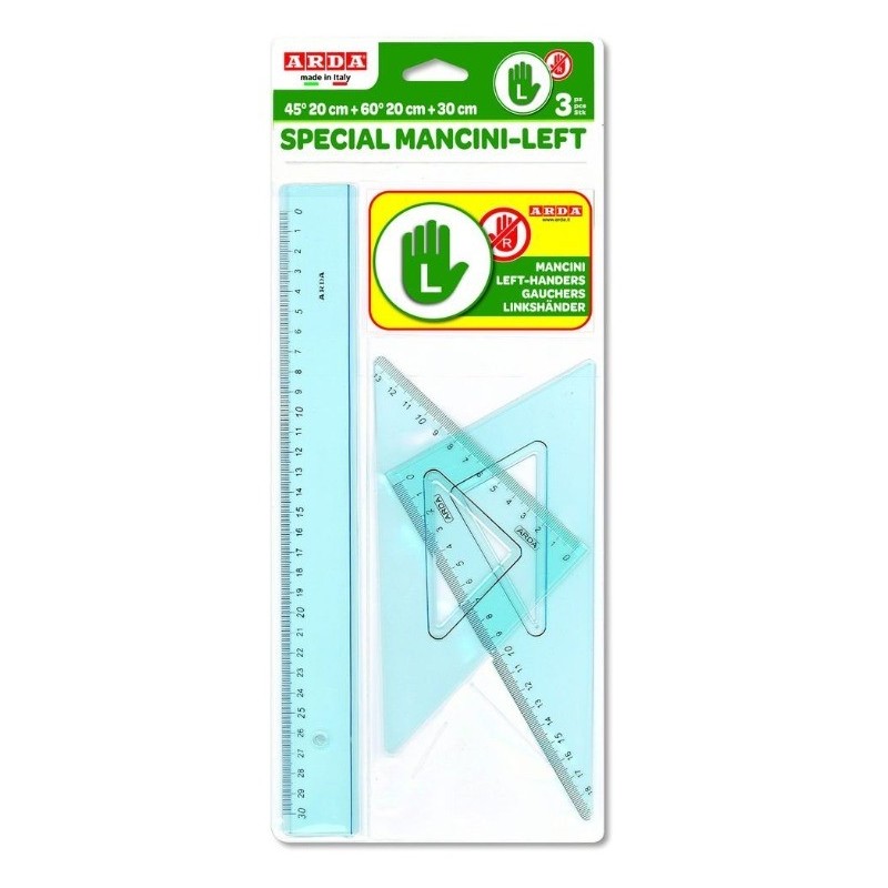 Set dibujo plástico 3 piezas para zurdos